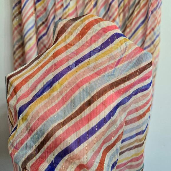 NWT Anthropologie Celia B Pilar Shimmer Silk Maxi Skirt L Sheer Boho Metallic - Picture 3 of 11